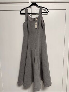 Sleeveless Gray Midi Fit-and-Flare Dress